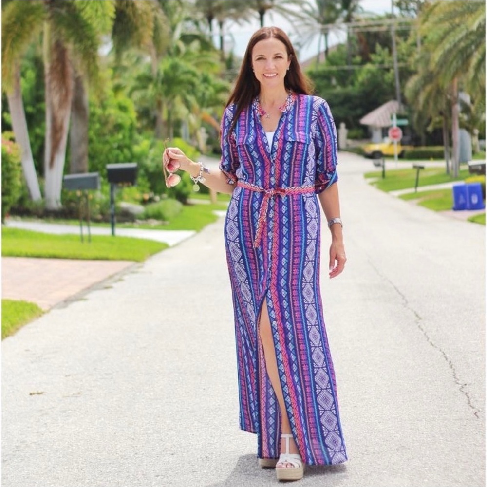 Alex and Trixi Maxi Belted Shirt Dress Size S